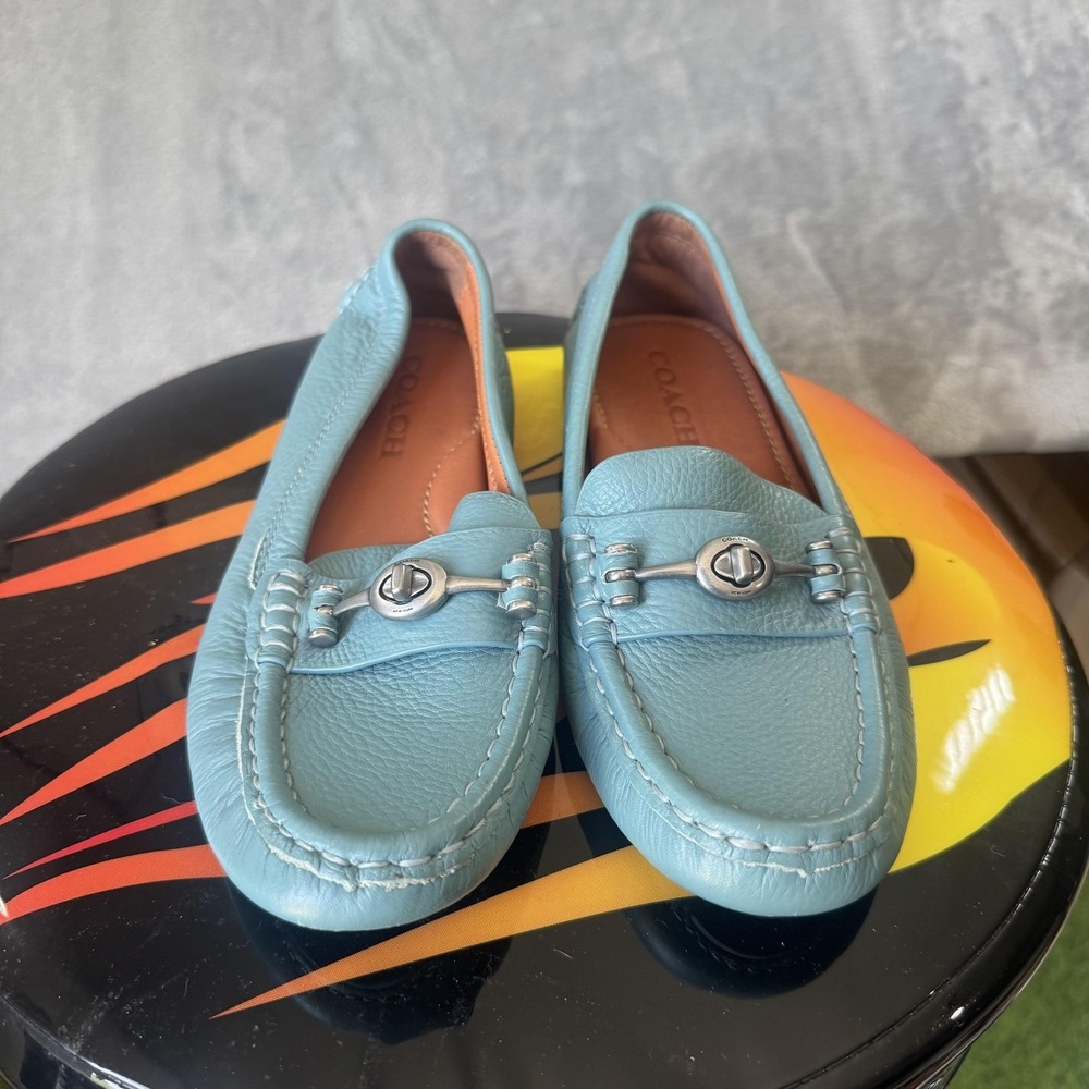 Coach Shoes Womens Size 6 Blue Leather Loafer Driving Moccasin Comfort Slip On - Picture 3 of 7